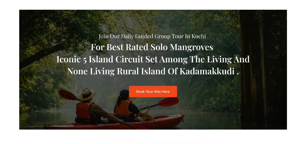 Kayak in mangrove channel Kochi Kerala